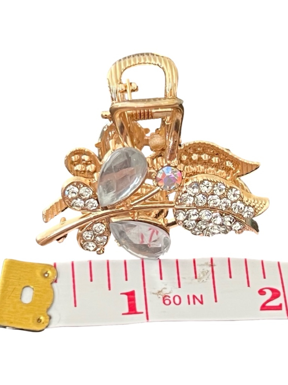 Gold Crystal Flower Hair Clip - Elegant Women’s Jewelry FINAL PRICE DROP - Picture 5 of 5
